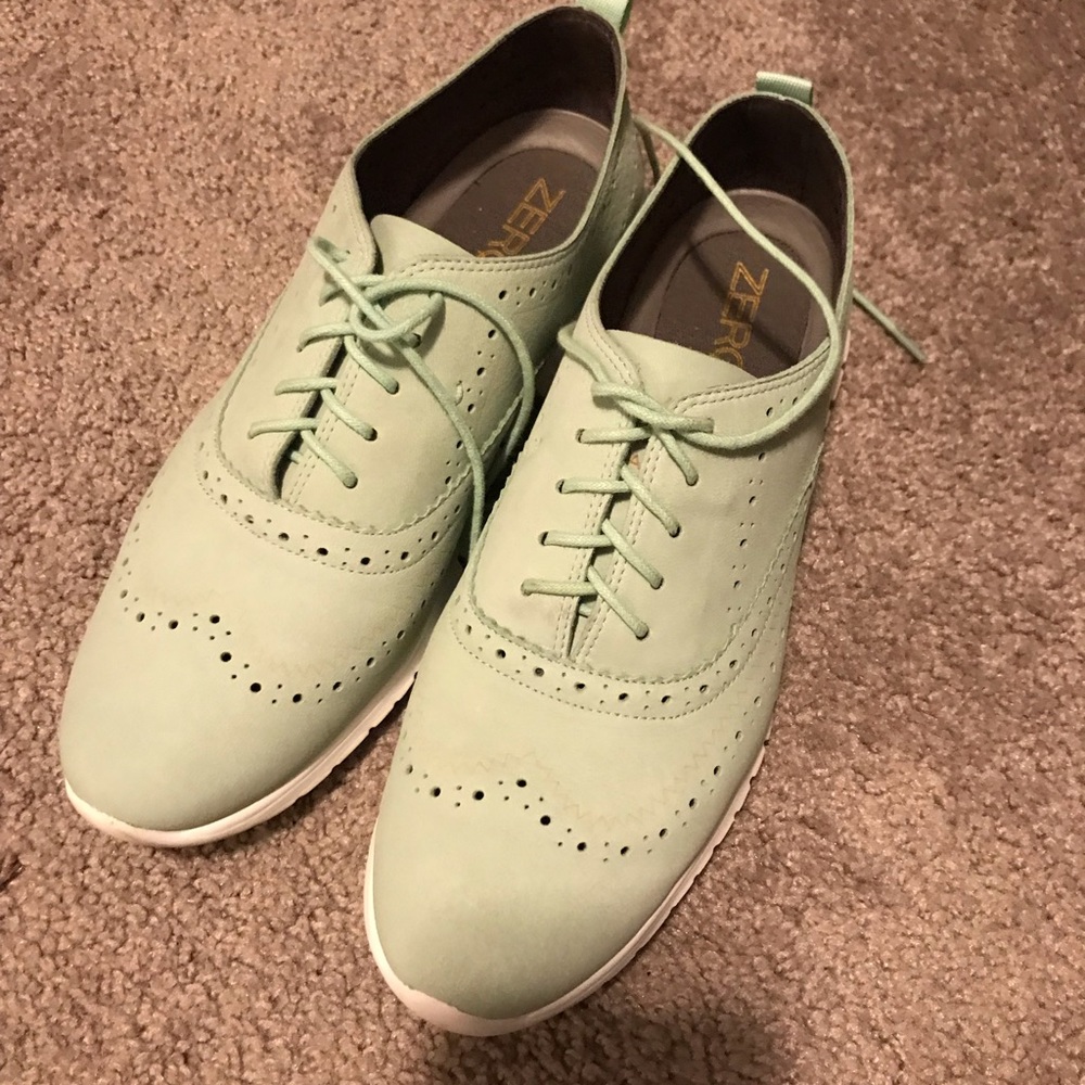 Women Cole haan seafoam green zero gravity oxford